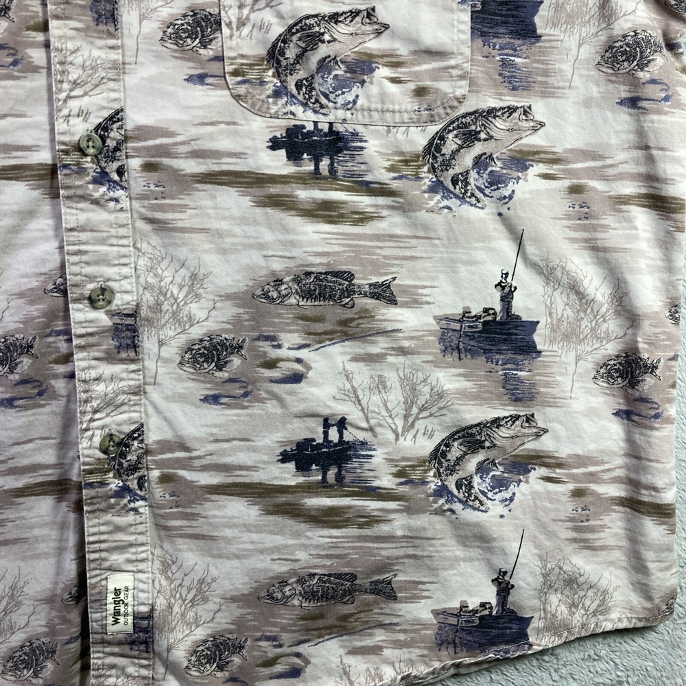 Wrangler Shirt Men 2XL XXL All Over Print Outdoor Gear Fishing Button Down SS - Picture 5 of 16
